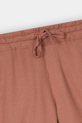 RUST WAFFLE KNIT CROSS POCKET SHORT